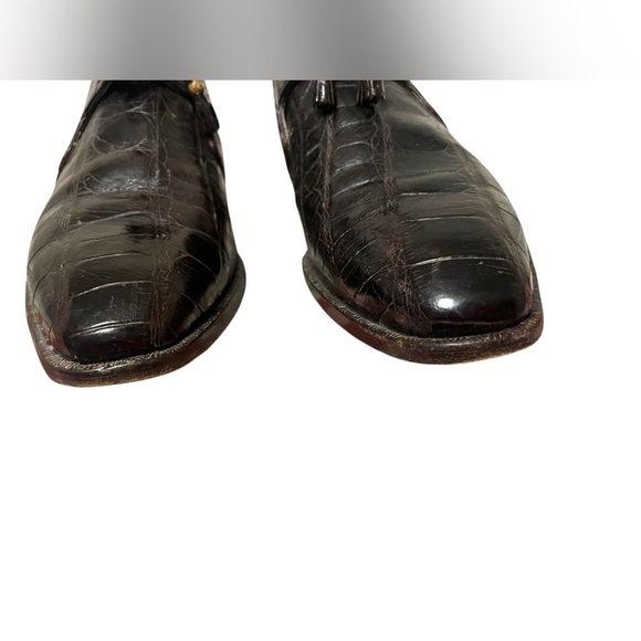 Mauri Alligator Skin Lace-Up Dark Brown Oxford Shoes US 9 Handmade Italy main image 4